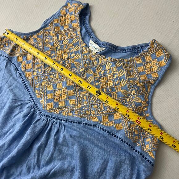 Sundance Linen Embroidered Tank Top Women Size Medium - Picture 3 of 8